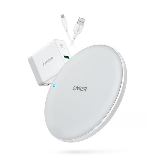 Combo Anker PowerPort Wireless 7.5 Pad UN White Iteration 1 & PowerPort+ 1 with Quick Charge 3.0 UK White & Anker PowerLine Micro USB (6ft) White