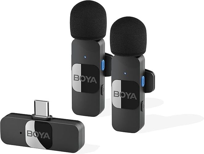 BOYA BY-V20 Wireless Lavalier Microphone for USB-C Interface Device,Noise Noise-cancelling Mini Condenser for Video Audio Recording