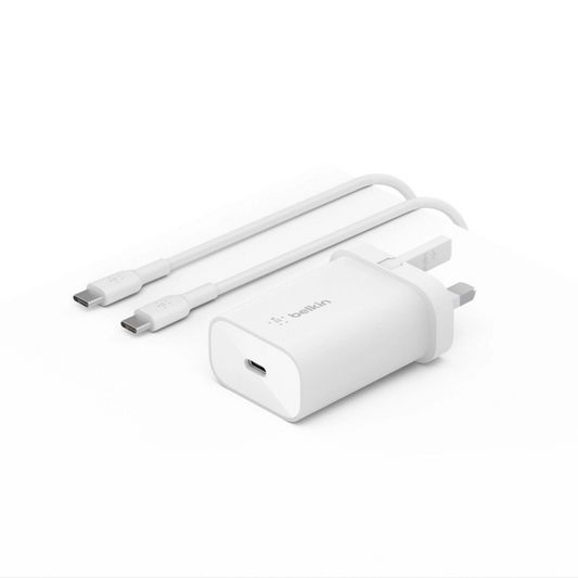 Belkin USB-C PD 3.0 PPS Wall Charger 25W + USB-C Cable - White