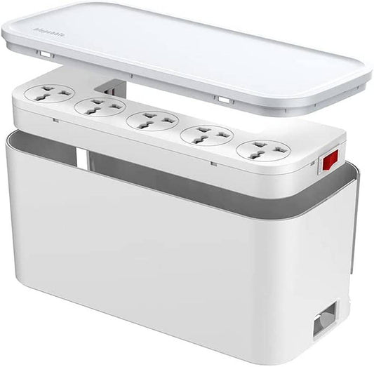 BP-CMBOX5P-WH|Blupebble Power Box Cable Management 5 Universal Socket with 2 USB Port QC3.0 + PD White