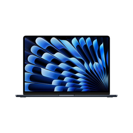 ماك بوك إير 15: شريحة M3، ذاكرة وصول عشوائي 8 جيجابايت، قرص صلب SSD بسعة 512 جيجابايت مع وحدة معالجة مركزية 8 نوى ووحدة معالجة رسومات 10 نوى، لوحة مفاتيح عربية/إنجليزية، منتصف الليل