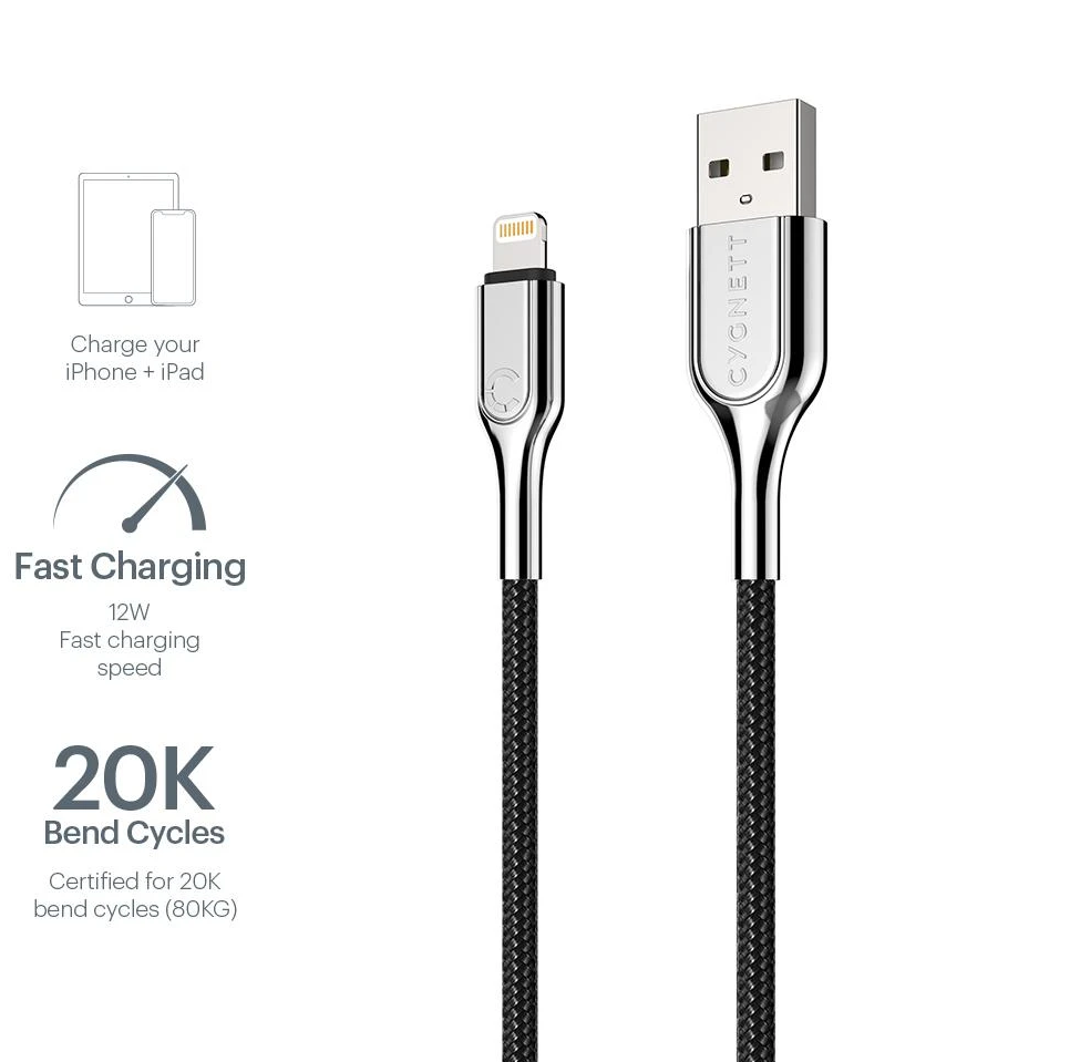Cygnett Armored Lightning to USB-A Cable 1M - Black