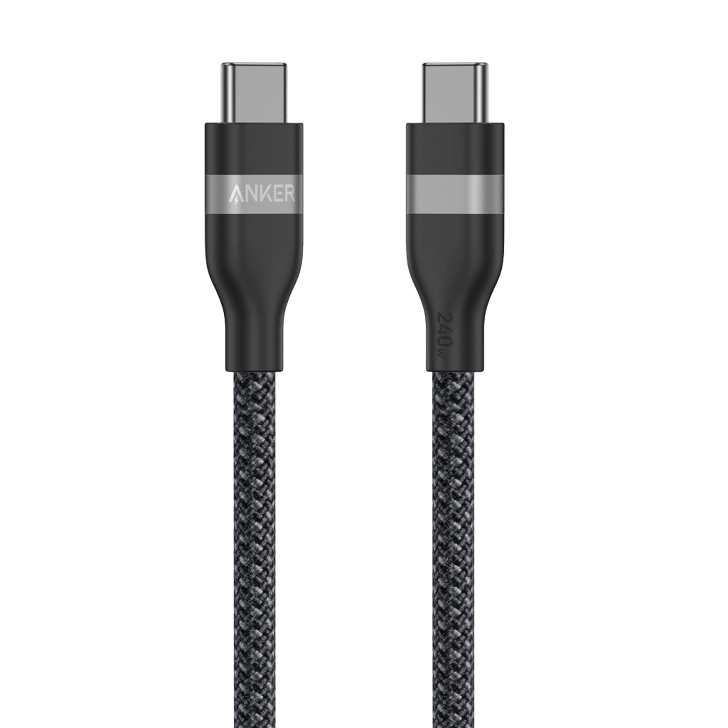 كابل أنكر USB-C إلى USB-C (3 أقدام، 240 واط، مضفر معاد التدوير) أسود