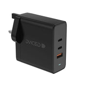 Dviced Wall charger, cable 65W GaN 2 USB-C 1 USB-A UK black