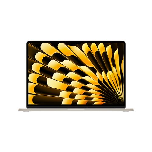 ماك بوك إير 15: شريحة M3، ذاكرة وصول عشوائي 16 جيجابايت، قرص صلب SSD بسعة 256 جيجابايت مع وحدة معالجة مركزية 8 نوى ووحدة معالجة رسومات 10 نوى، لوحة مفاتيح عربية/إنجليزية - ستارلايت (2024 - الطراز)
