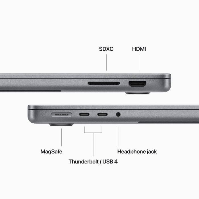 14 MacBook Pro: M3 chip, 8GB RAM, 512GB SSD with 8‑core CPU and 10‑core GPU, English Keyboard, Space Grey