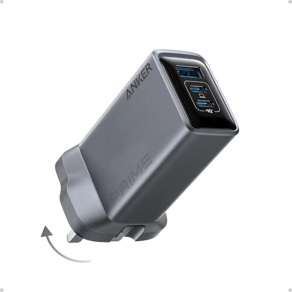 Anker Prime Charger (100W, 3 Ports, GaNPrime) B2C - UK Silver Iteration 1